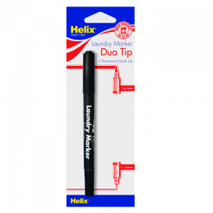 Helix Duo Tip Laundry Marker 0.8 & 3mm – permanent black marker for clothing and fabric
