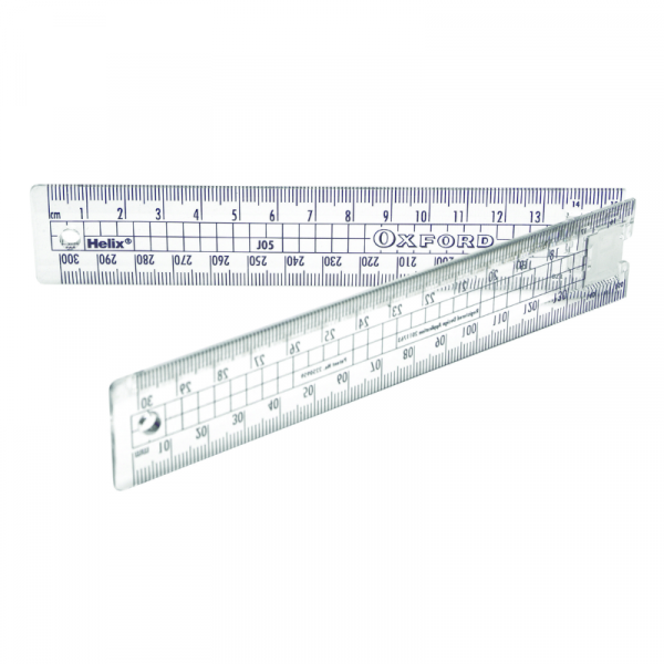 Helix Oxford Folding Ruler 30cm – compact foldable ruler with clear metric markings, ideal for school, pencil cases, and on-the-go measurements