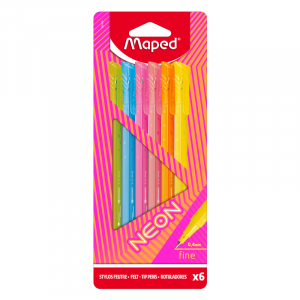 MAPED Neon Felt Tip Graph Pep's 0.4mm 6's