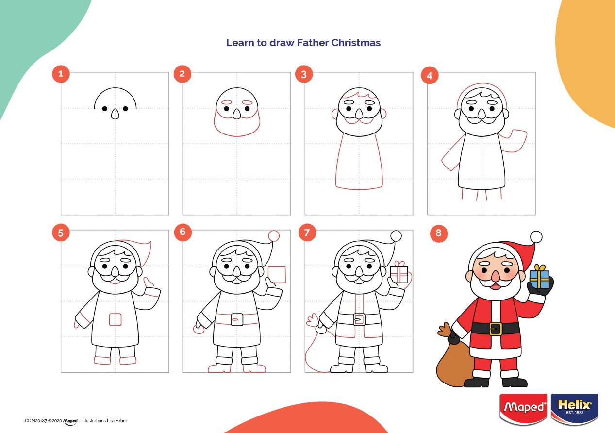 draw Father Christmas christmas activity sheet