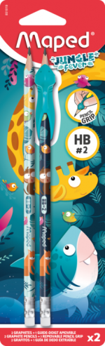 MAPED Jungle Graphite HB Pencil with Eraser 2Pencils + 1Grip