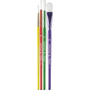MAPED Synthetic Paint Brushes 4's - Round #4/10 + #14 Flat