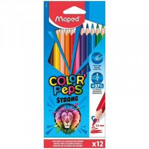 Maped Colour Pencils Strong Triangular 0% Wood 12s – Eco-friendly, break-resistant coloured pencils for kids