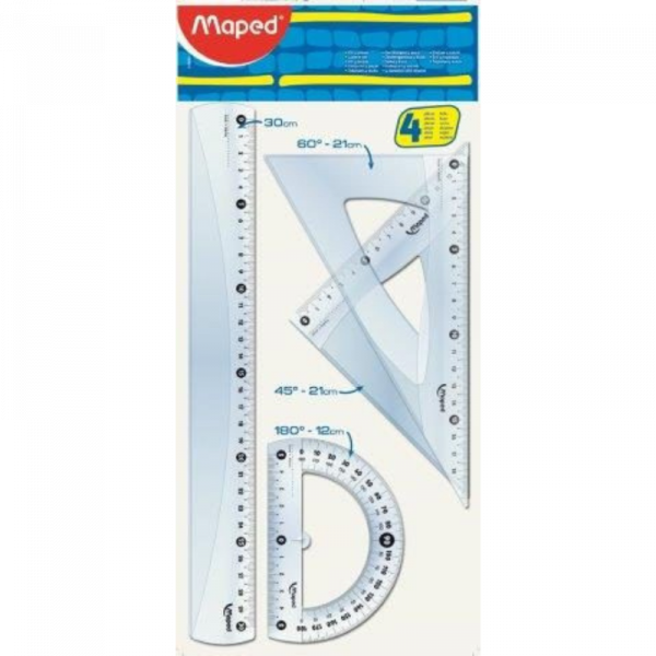 Maped Drawing Set Essential 4 Piece – Geometry tools for school and home use