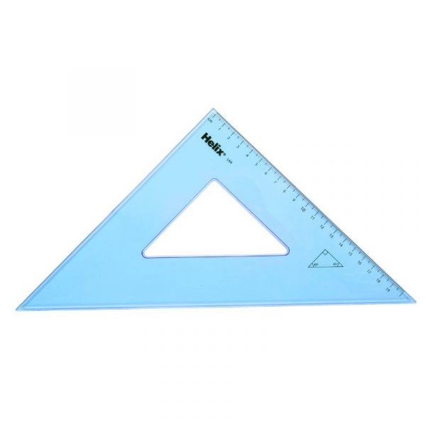 Helix Set Square 31cm 45 Degree ALT – large, clear plastic set square for technical drawing and geometry