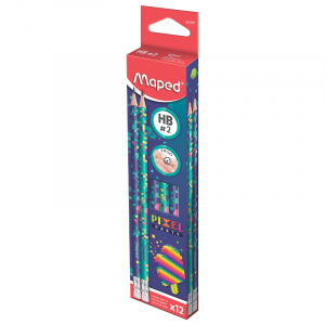 MAPED Pixel Graphite HB with Eraser 12's